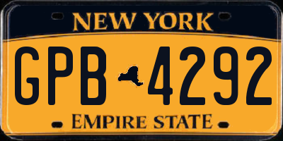 NY license plate GPB4292