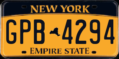 NY license plate GPB4294
