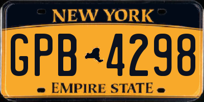 NY license plate GPB4298