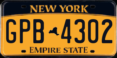 NY license plate GPB4302