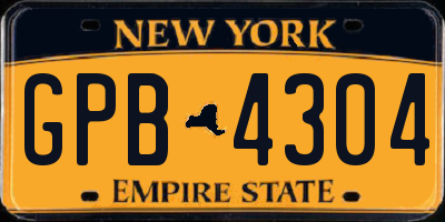 NY license plate GPB4304
