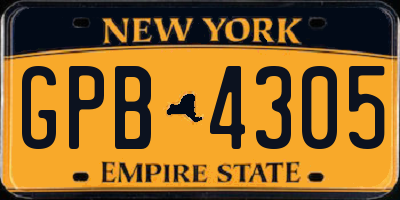 NY license plate GPB4305