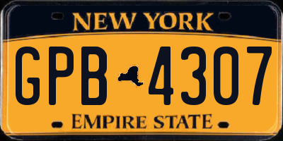 NY license plate GPB4307