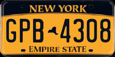 NY license plate GPB4308