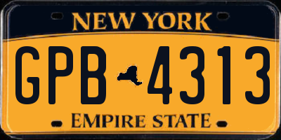 NY license plate GPB4313