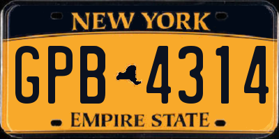 NY license plate GPB4314