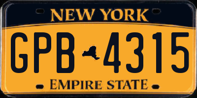 NY license plate GPB4315