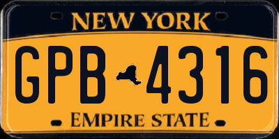 NY license plate GPB4316