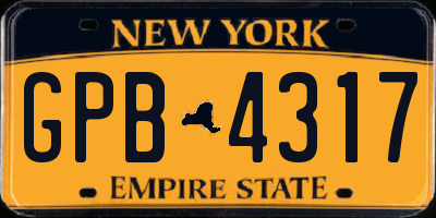 NY license plate GPB4317