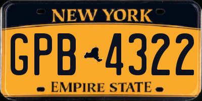NY license plate GPB4322