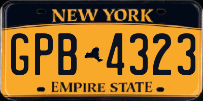 NY license plate GPB4323