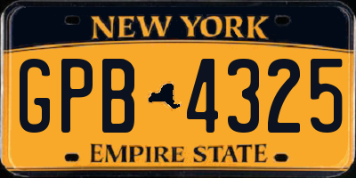 NY license plate GPB4325