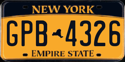 NY license plate GPB4326
