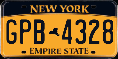 NY license plate GPB4328