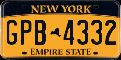 NY license plate GPB4332