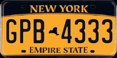 NY license plate GPB4333