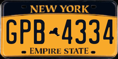 NY license plate GPB4334