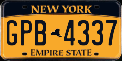 NY license plate GPB4337