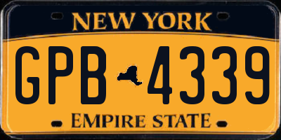 NY license plate GPB4339