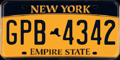 NY license plate GPB4342