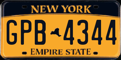 NY license plate GPB4344