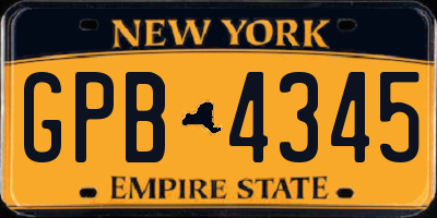 NY license plate GPB4345