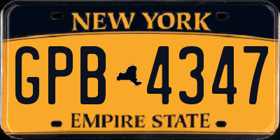 NY license plate GPB4347