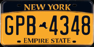 NY license plate GPB4348