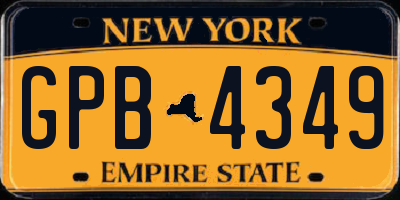 NY license plate GPB4349