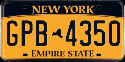 NY license plate GPB4350