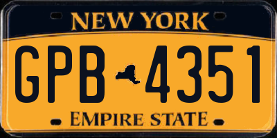 NY license plate GPB4351