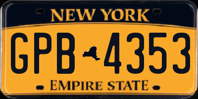 NY license plate GPB4353