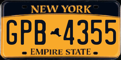 NY license plate GPB4355