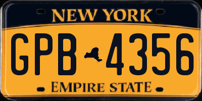 NY license plate GPB4356