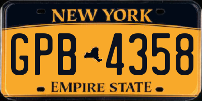 NY license plate GPB4358