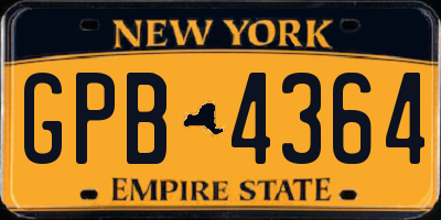 NY license plate GPB4364