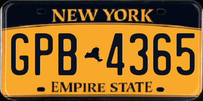 NY license plate GPB4365