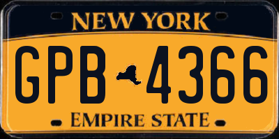 NY license plate GPB4366