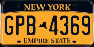 NY license plate GPB4369