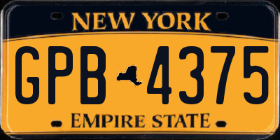 NY license plate GPB4375