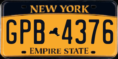 NY license plate GPB4376
