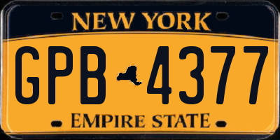 NY license plate GPB4377