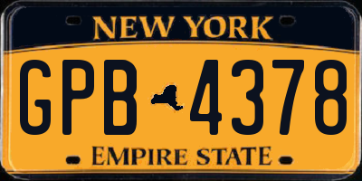 NY license plate GPB4378