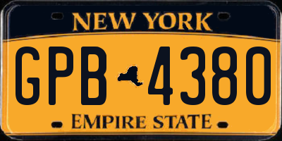 NY license plate GPB4380