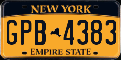 NY license plate GPB4383