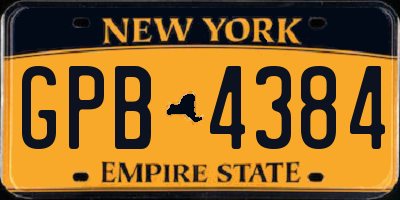 NY license plate GPB4384