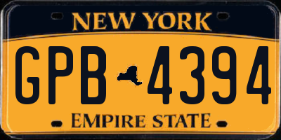 NY license plate GPB4394