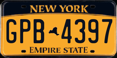 NY license plate GPB4397