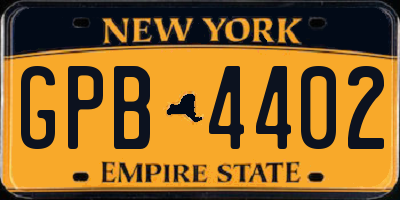 NY license plate GPB4402