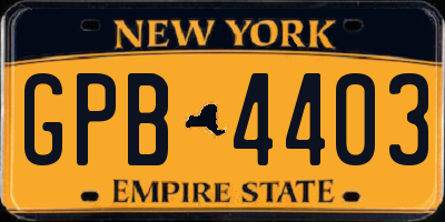 NY license plate GPB4403